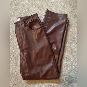 Abercrombie High rise brown foux leather pants